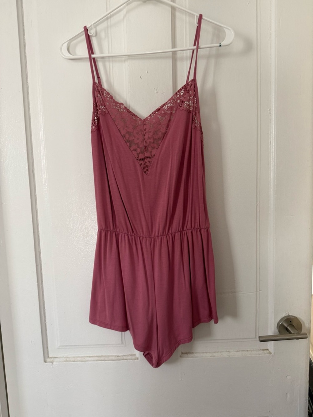 Victoria’s Secret Women's Lace-Trim Romper Sleepwear - Rose Pink